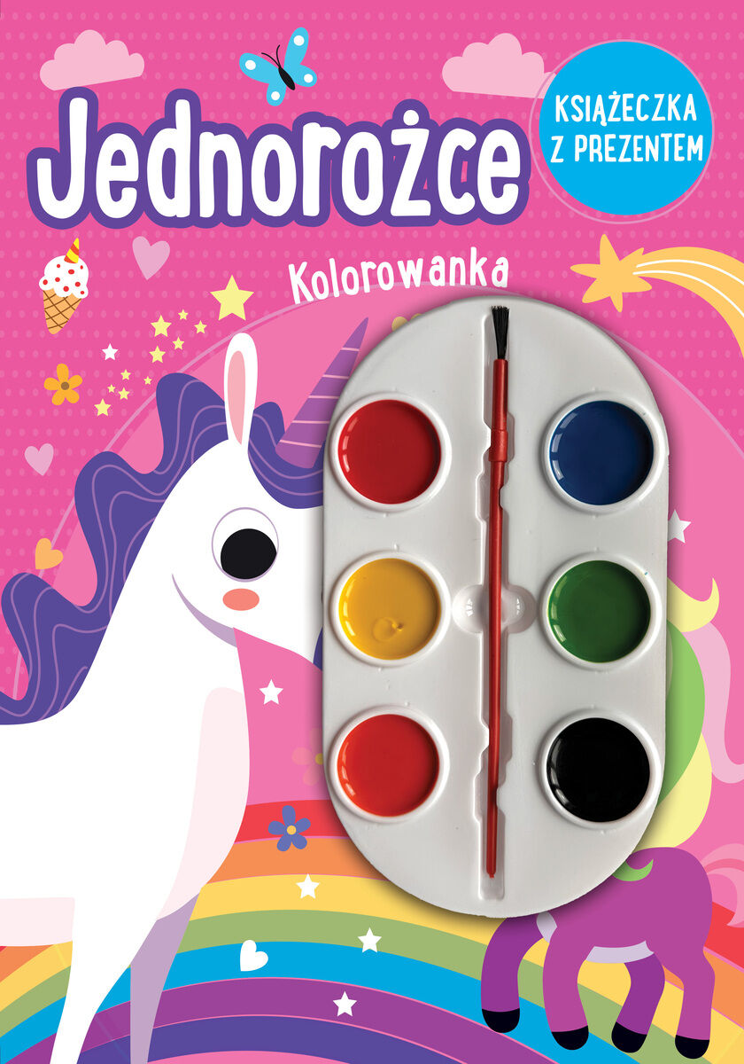 Jednorożce. Kolorowanka (książeczka z prezentem - farbki)