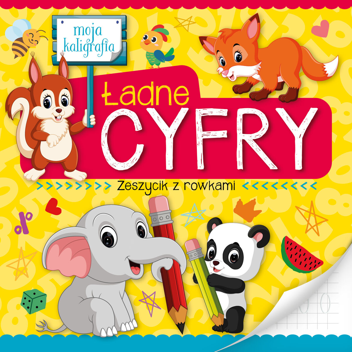 Moja kaligrafia. Ładne cyfry. Zeszycik z rowkami