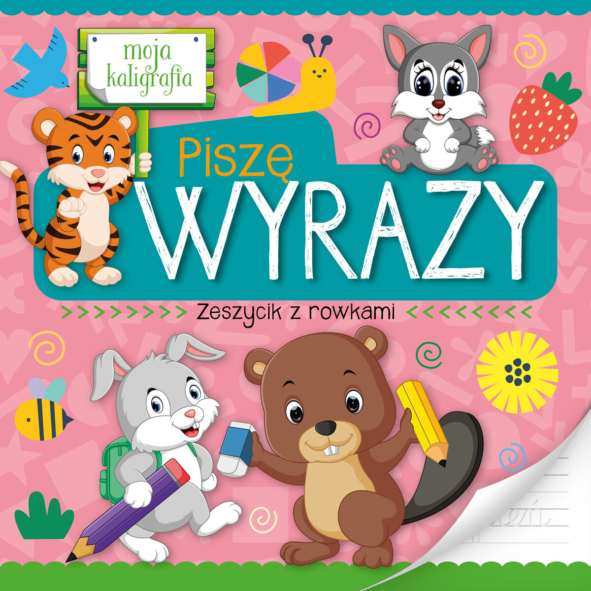 Moja kaligrafia. Piszę wyrazy. Zeszycik z rowkami