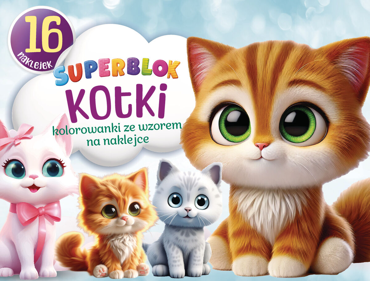 Superblok Kotki. Kolorowanki ze wzorem na naklejce