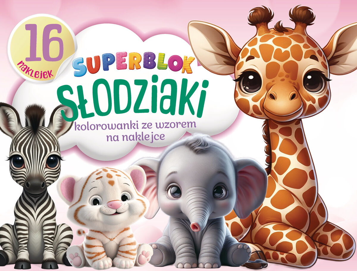 Superblok Słodziaki. Kolorowanki ze wzorem na naklejce