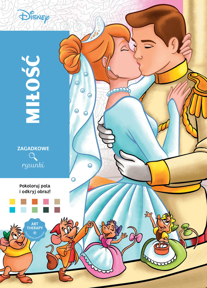 Art therapy. Kolorowanka antystresowa. Disney. Miłość. Zagadkowe rysunki