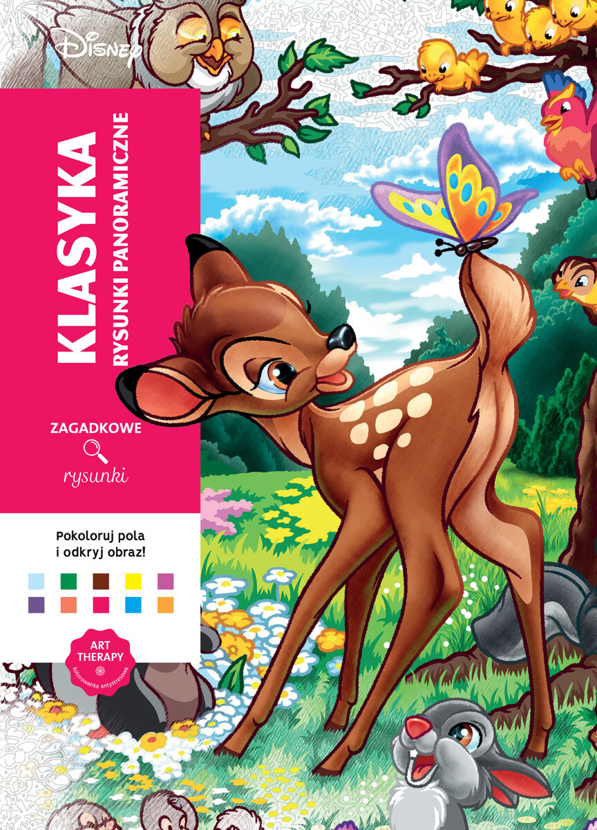 Art therapy. Kolorowanka antystresowa. Disney. Klasyka. Rysunki panoramiczne. Zagadkowe rysunki
