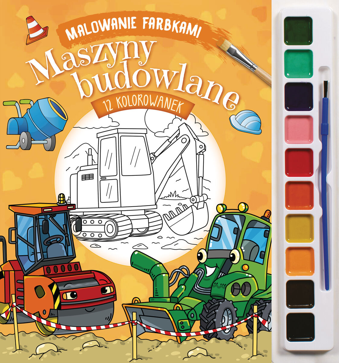 Malowanie farbkami. Maszyny budowlane