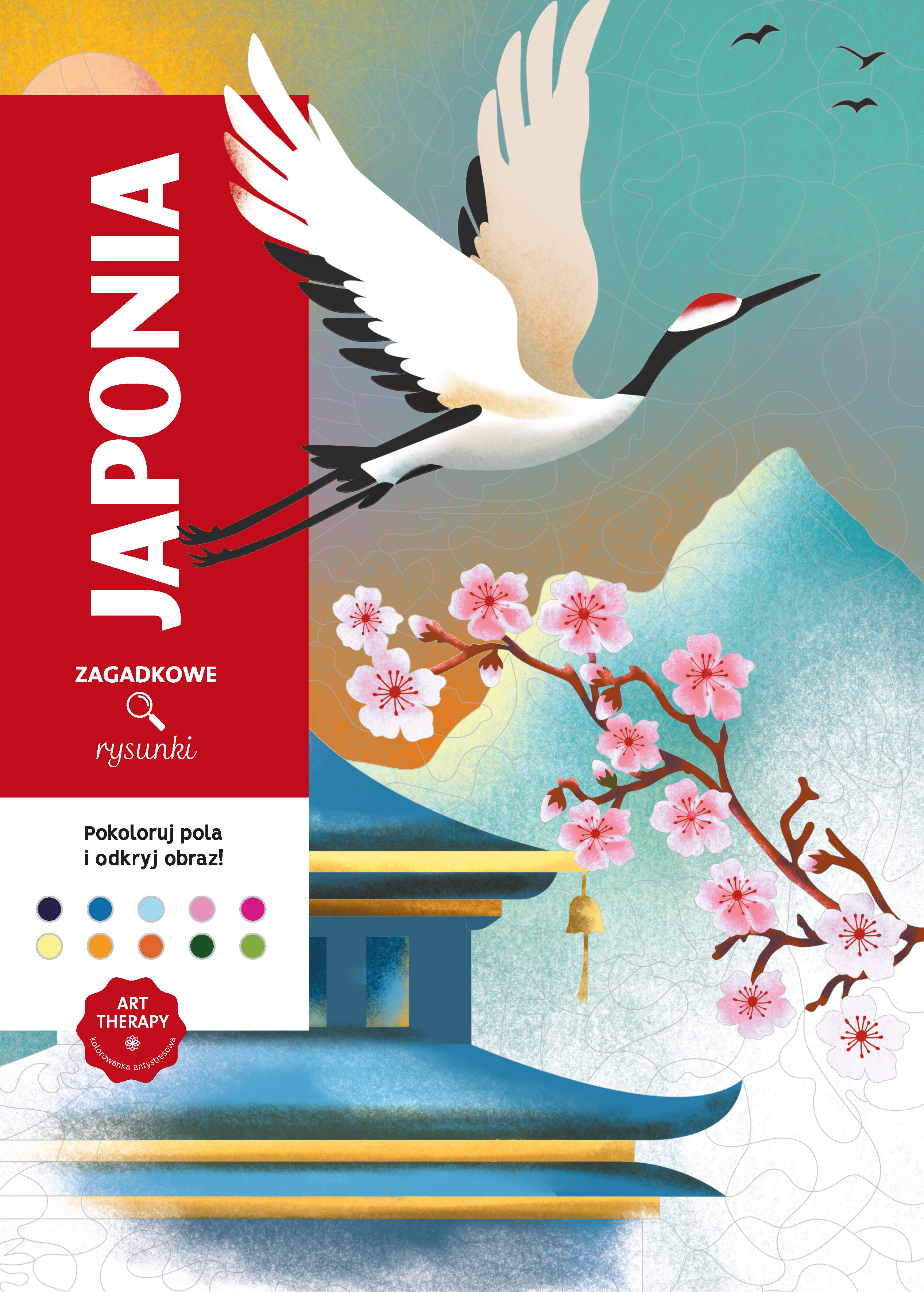 Art therapy. Kolorowanka antystresowa. Japonia.  Zagadkowe rysunki