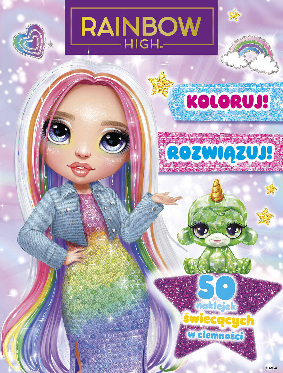 Koloruj! Rozwiązuj! 50 naklejek świecących w ciemności. Rainbow High