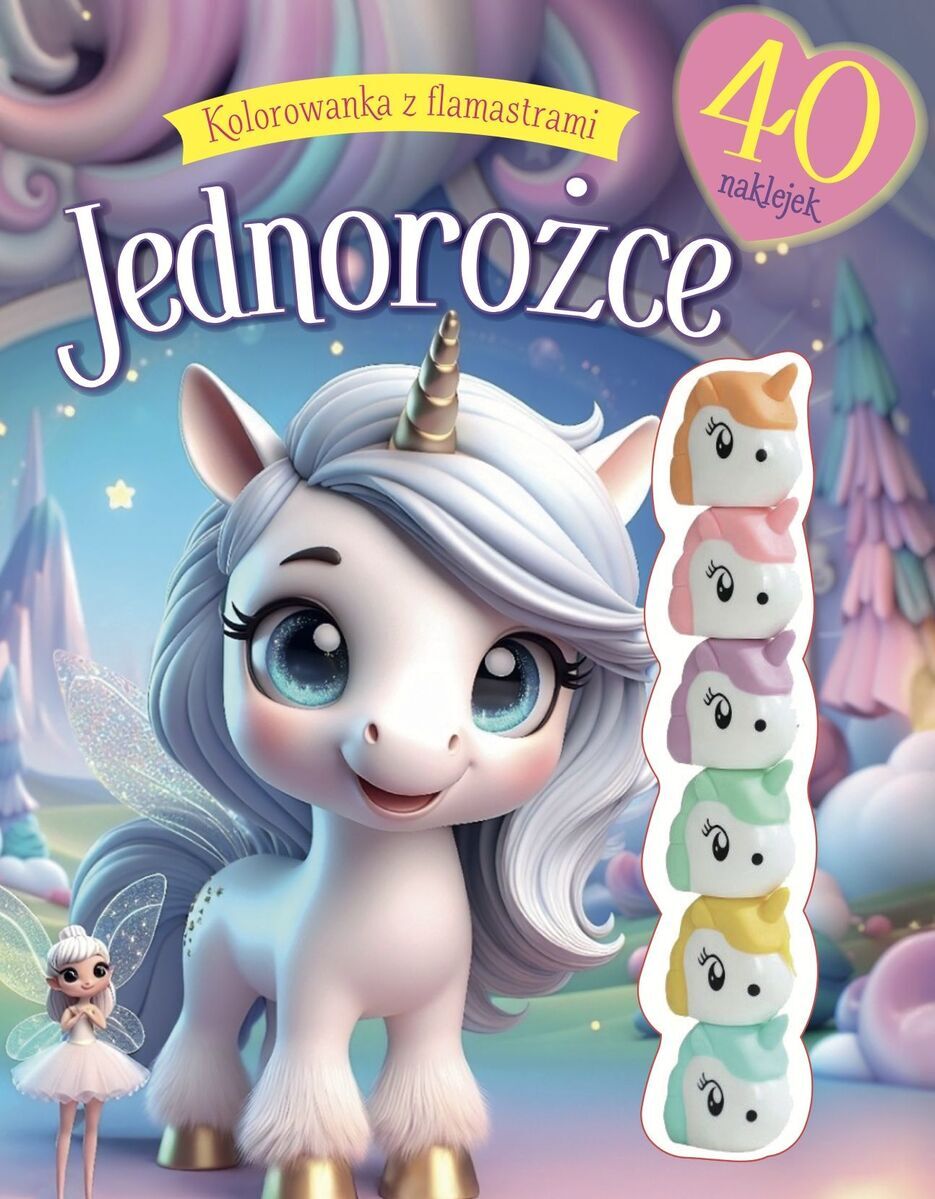 Kolorowanka z flamastrami. Jednorożce
