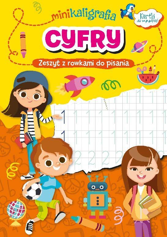 Minikaligrafia. Cyfry. Zeszyt z rowkami do pisania
