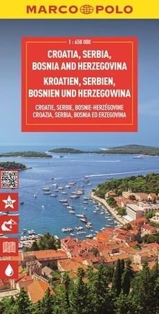Chorwacja, Serbia, Bośnia i Hercegowina. Mapa drogowa w skali 1:650 000