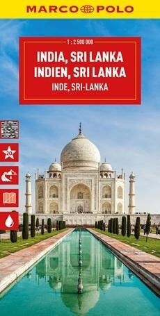Indie, Srilanka. Mapa drogowa w skali 1:2 500 000