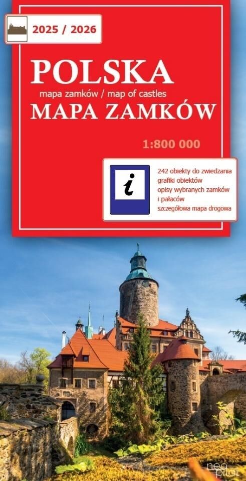 Polska. Mapa zamków 2025/2026 w skali 1:800 000