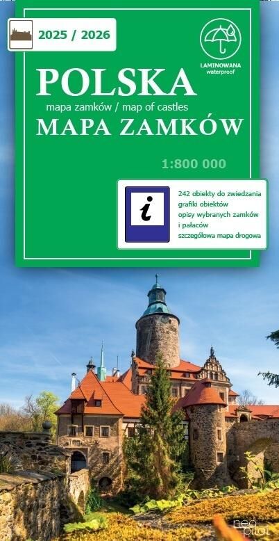 Polska. Mapa zamków 2025/2026 w skali 1:800 000 (wersja laminowana)