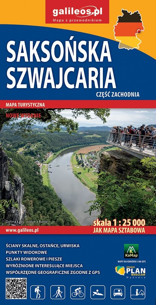 Saksońska Szwajcaria - część zachodnia. Mapa turystyczna w skali 1:25 000