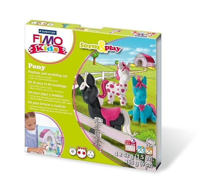 Zestaw fimo kids form&play kucyki 4x42 g staedtler