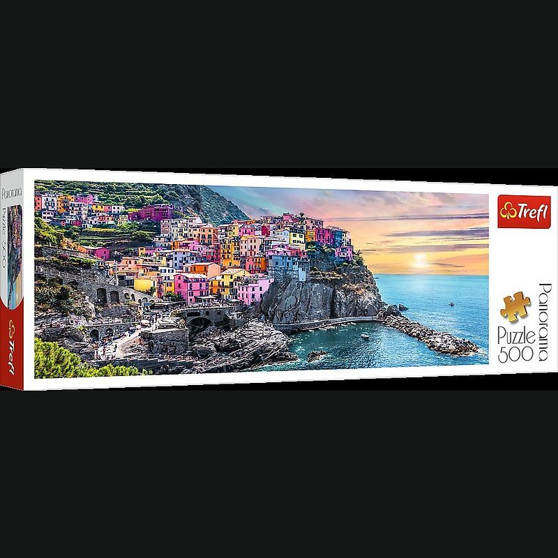 Puzzle 500 panoramiczne vernazza o zachodzie słońca włochy 29516
