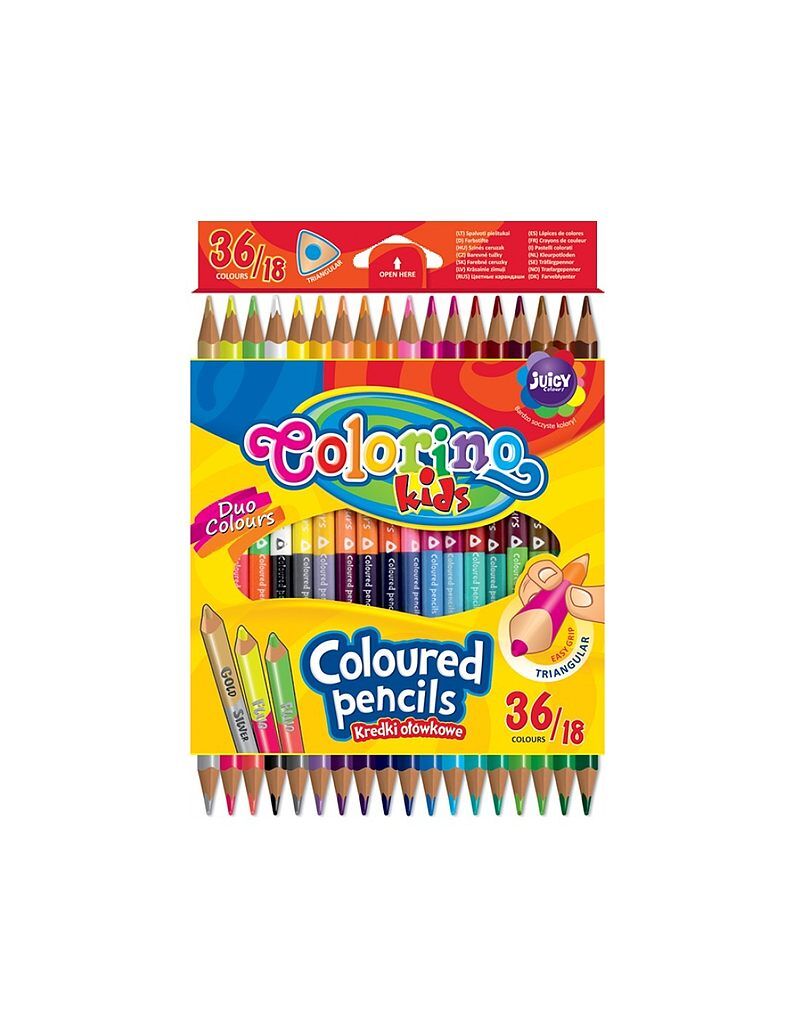 Kredki ołówkowe colorino kids trójkątne dwukolorowe 36 kolorów/18 sztuk