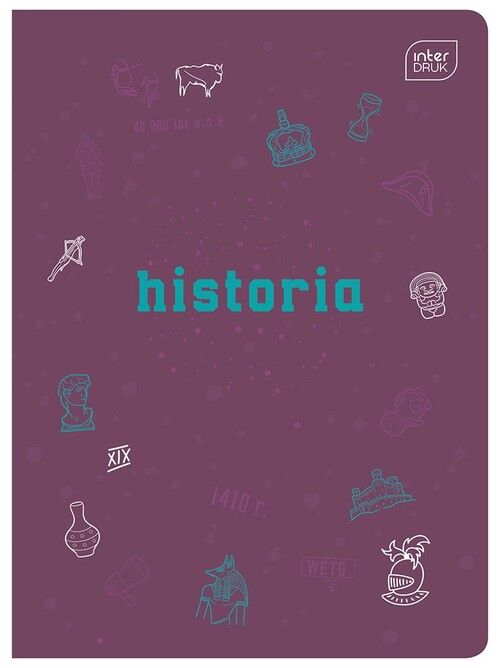 Zeszyt A5 w kratkę 60 kartek Historia 10 sztuk mix