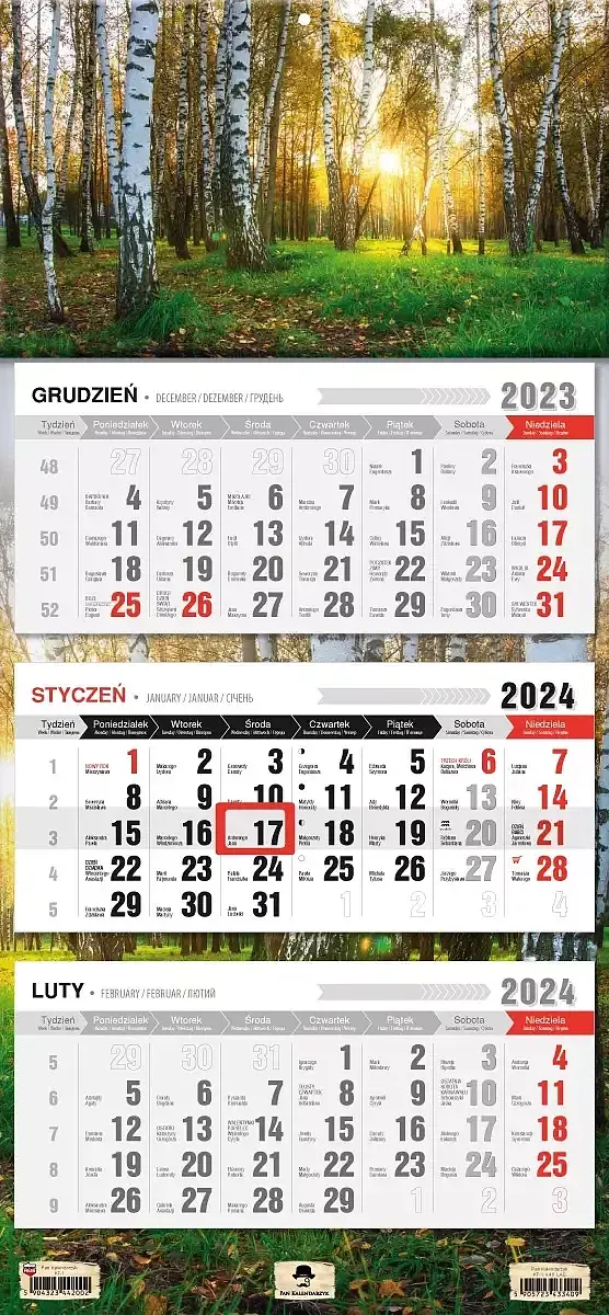 Kalendarz 2024 trójdzielny las kt1-v. 46