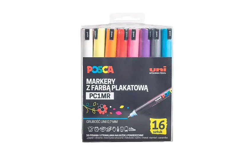 Marker pc-1mr zestaw 16 sztuk markerów posca uni