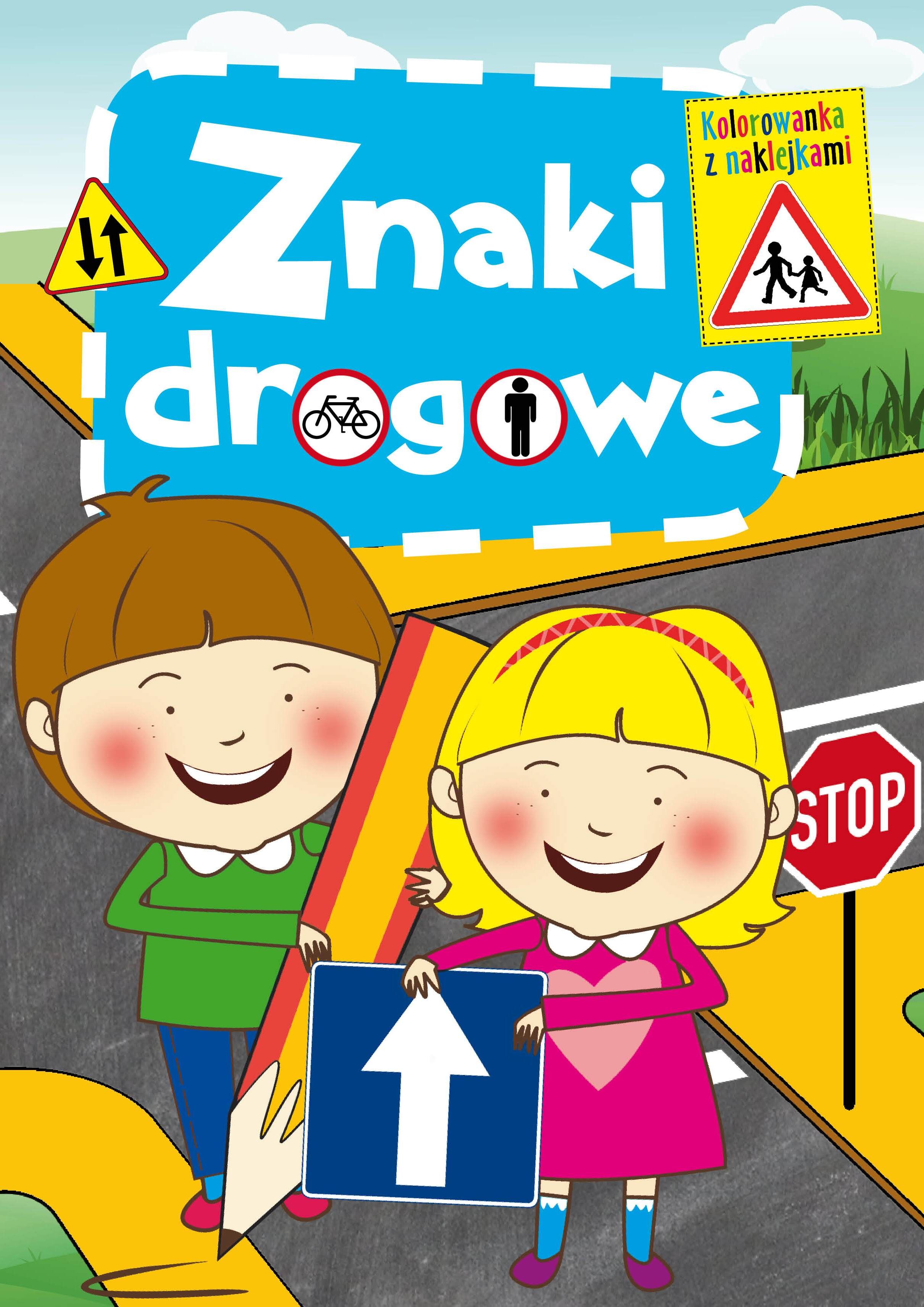 Znaki drogowe kolorowanka z naklejkami