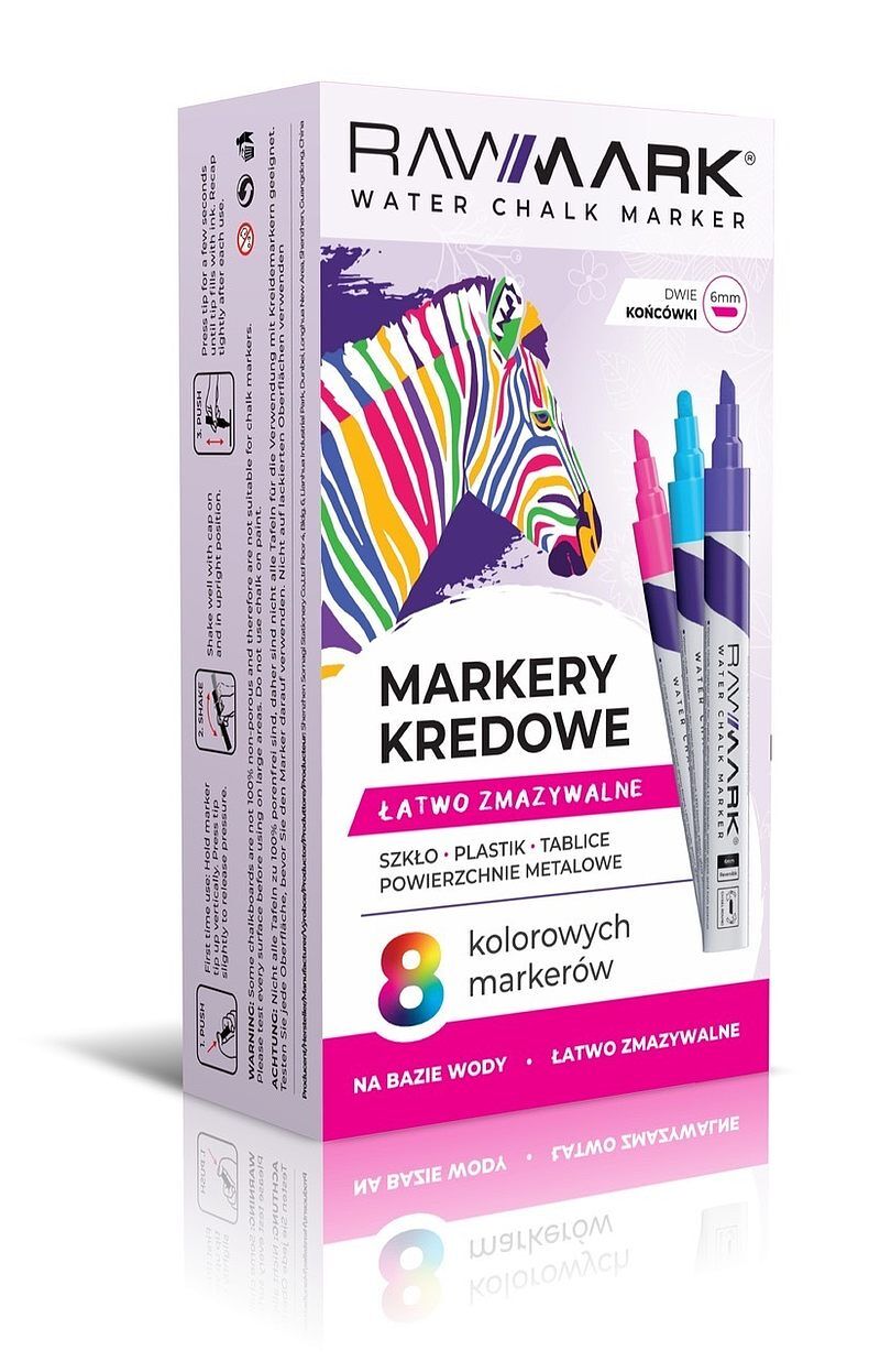 Markery kredowe uniwersalne rawmark 8 kolorów