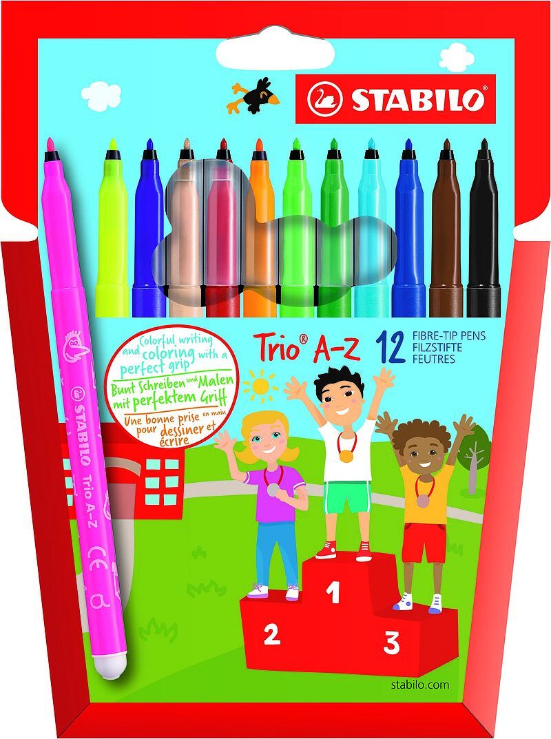 Flamastry trio trójkątne a z stabilo 12 kolorów