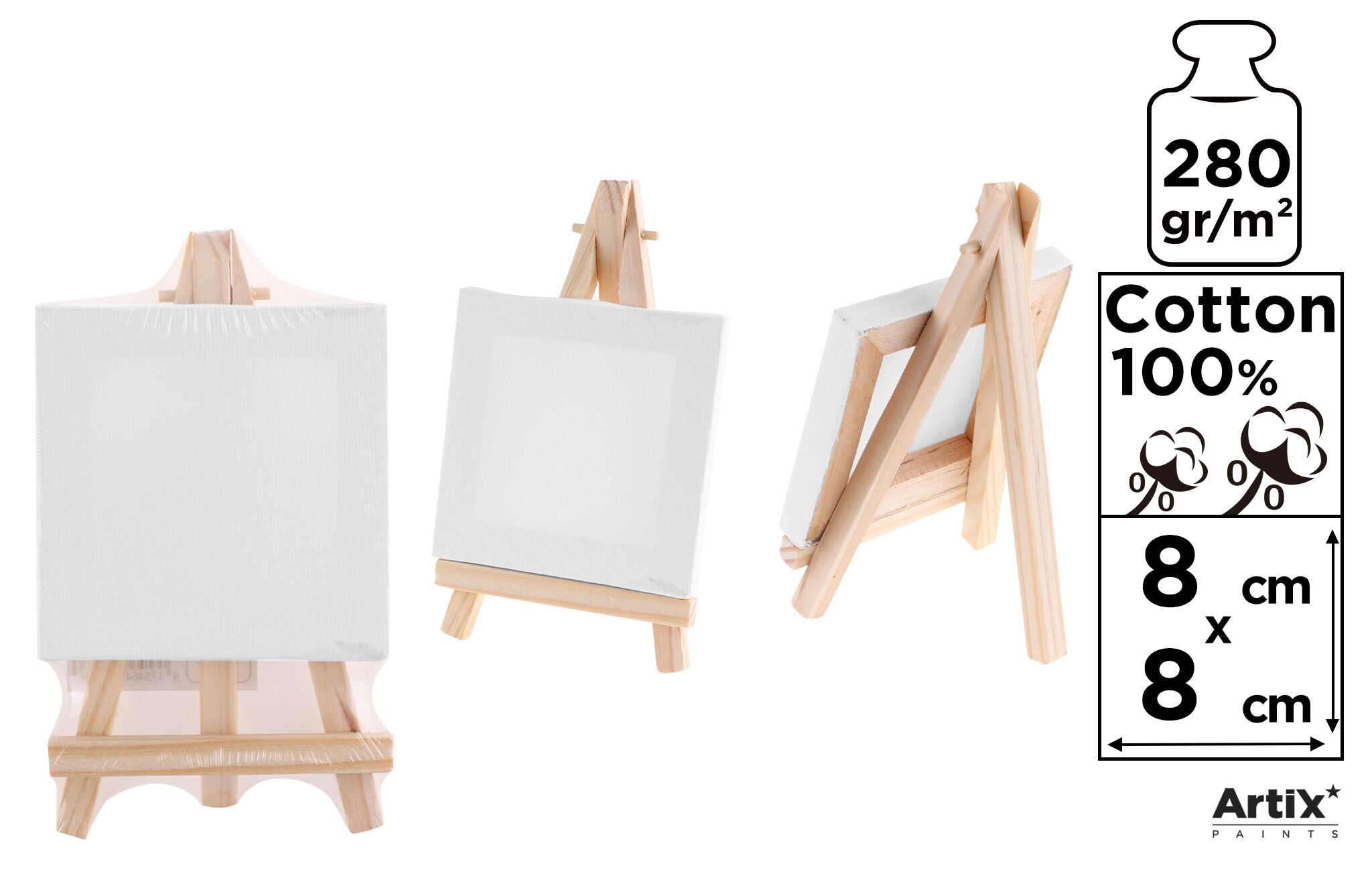 Podobrazie Mini + sztaluga 8x8cm 280g/m2