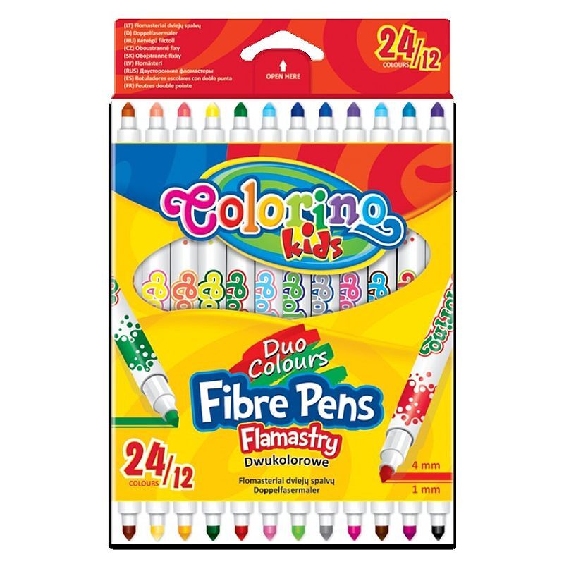 Flamastry colorino kids dwukolorowe 12 sztuk 24 kolorów