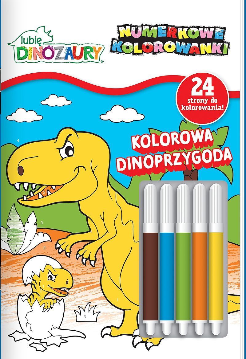 Lubię dinozaury. Numerkowe kolorowanki. Kolorowa Dinoprzygoda