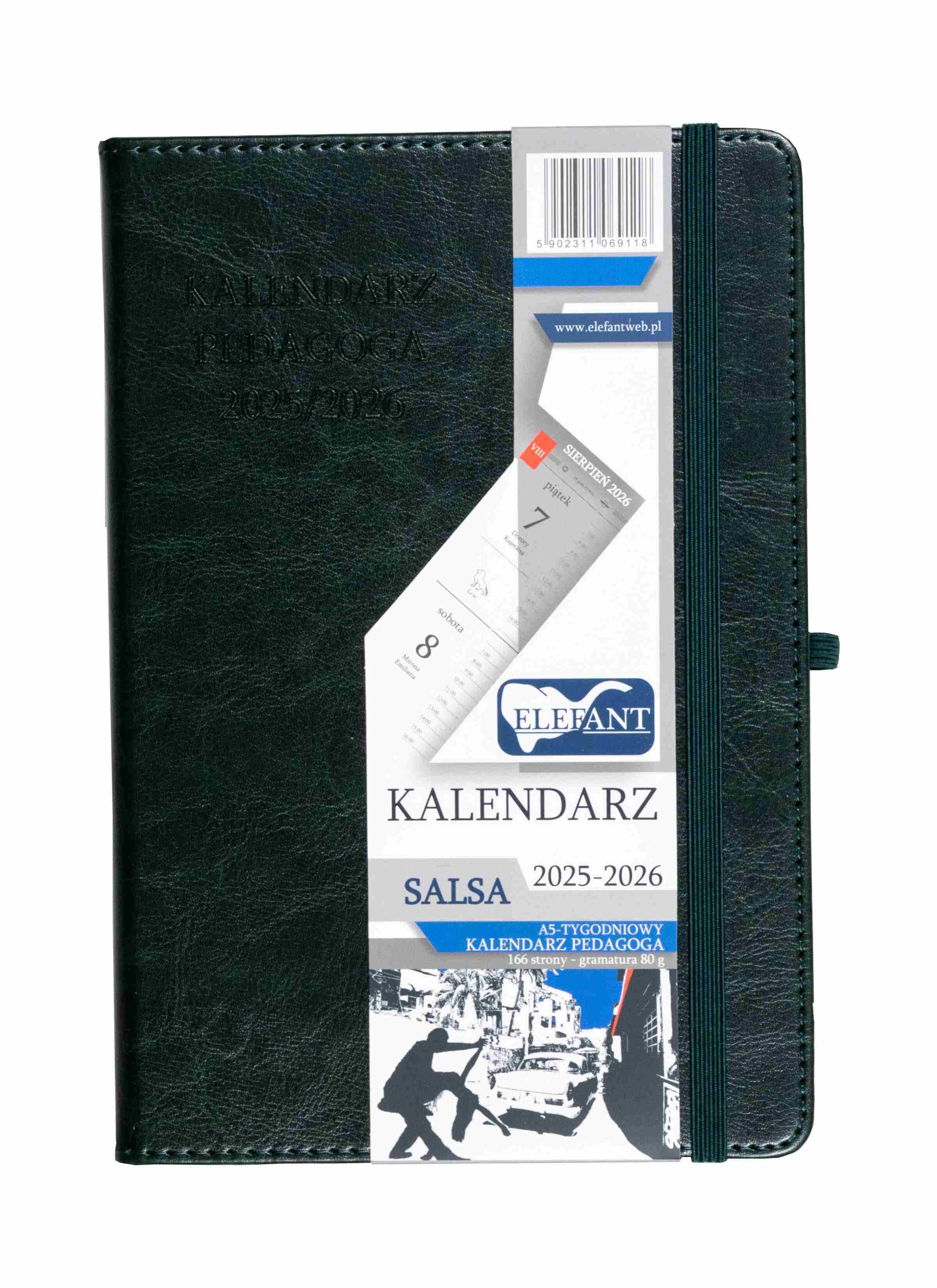 Kalendarz Pedagoga 2025/2026 Salsa A5 tygodniowy  zielony