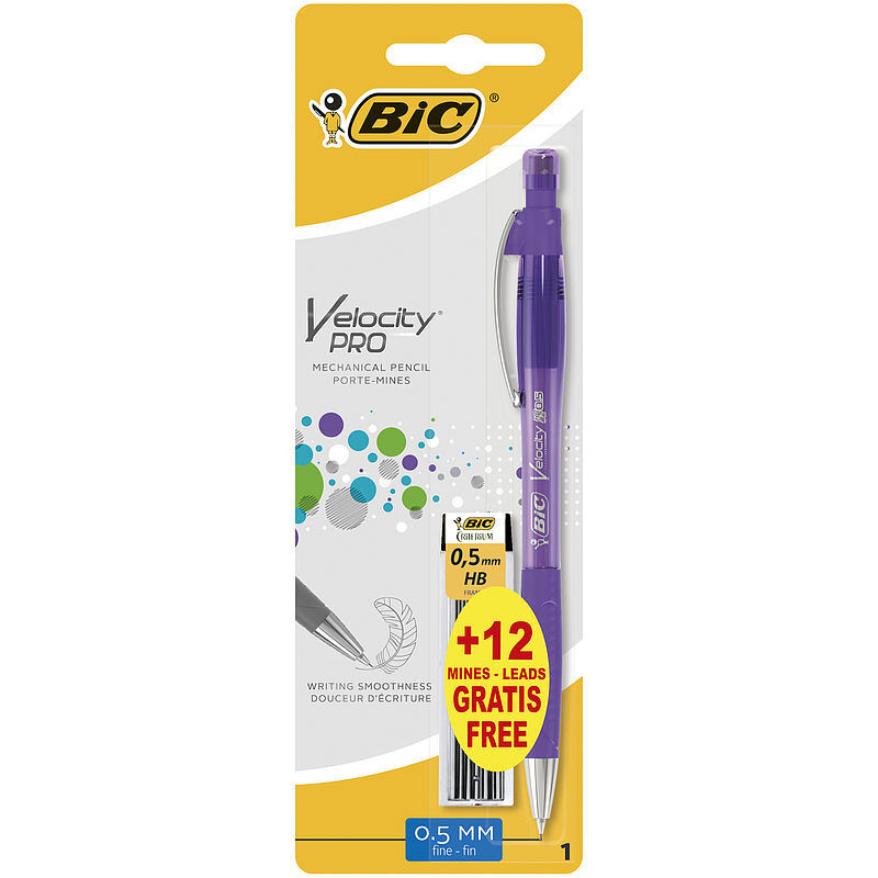 Ołówek z gumką velocity pro bic 0. 5mm mmp blister 1+12szt