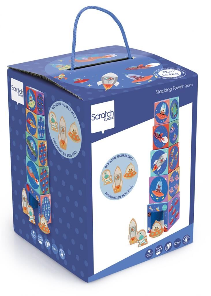 Piramida edukacyjna i drewniane figurki Kosmos Scratch