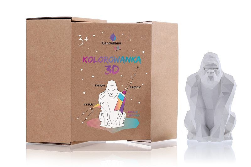 Kolorowanka 3d goryl low poly