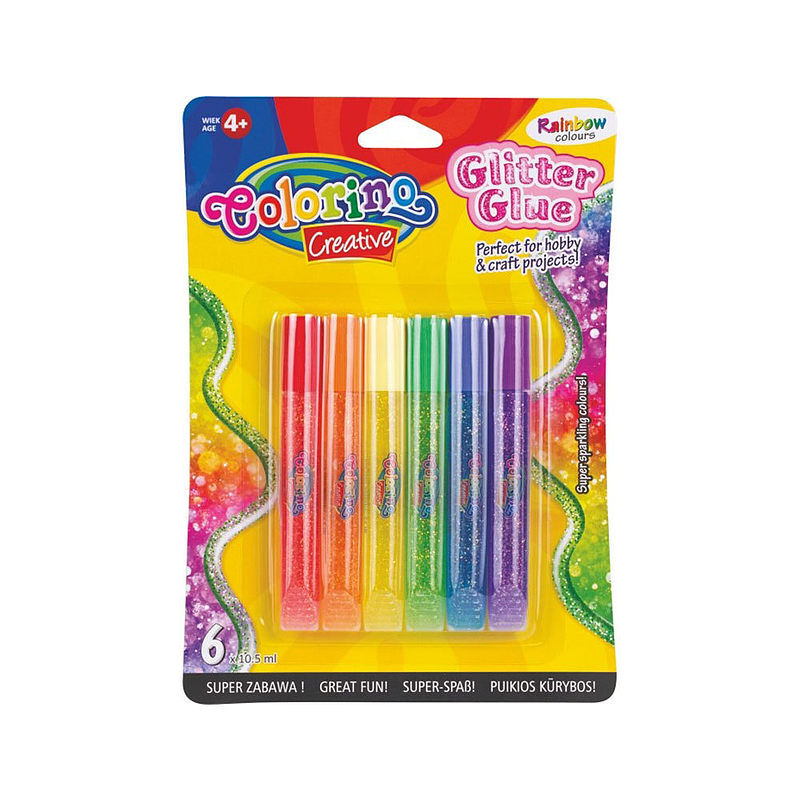 Klej brokatowy colorino kids 6 sztuk rainbow 10,5 ml