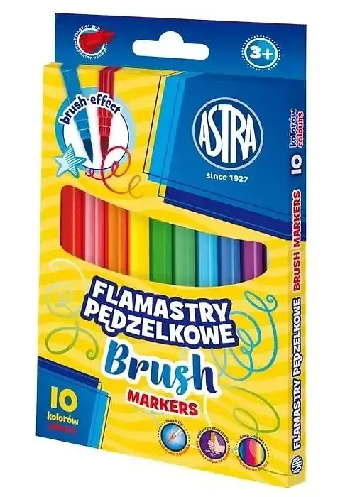 Flamastry okrągłe pędzelkowe astra 10 kolorów