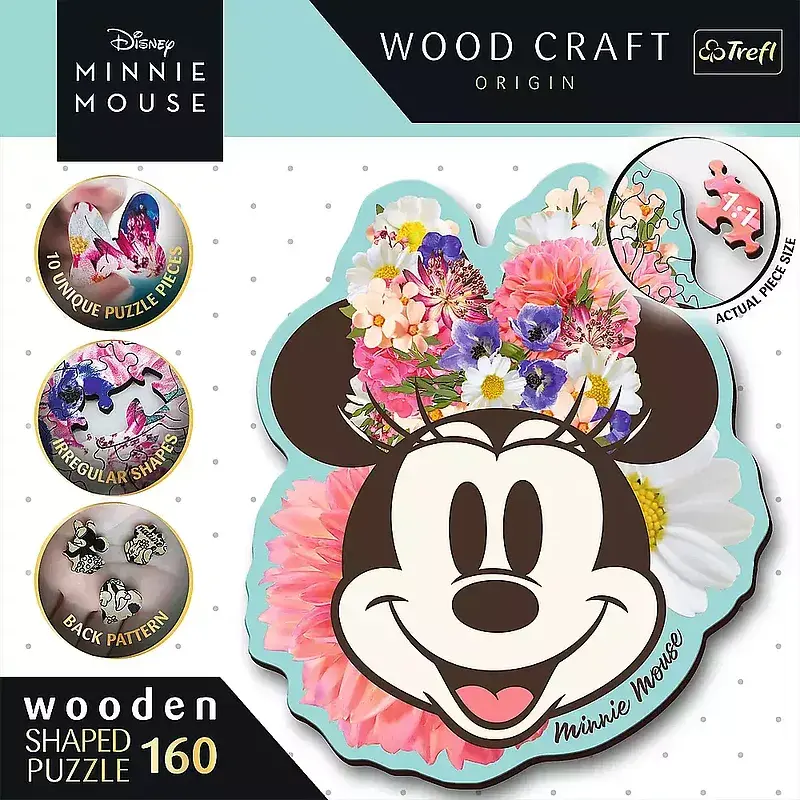 Puzzle 160 drewniane konturowe stylowa myszka minnie  20193