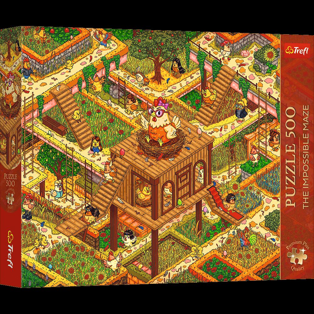 Puzzle 500 Trefl Premium Plus The Impossible Maze Śmieszne kurczaki 37629