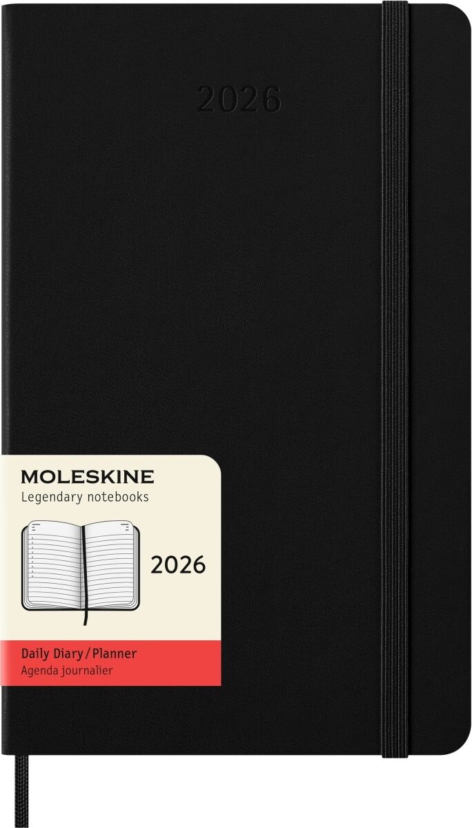 Kalendarz 2026 12M Moleskine L dzienny twarda oprawa czarny 13x21cm
