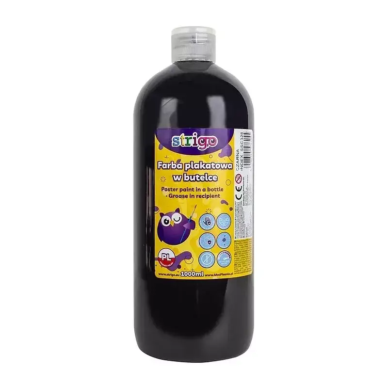 Farba plakatowa strigo butelka 1000 ml czarna