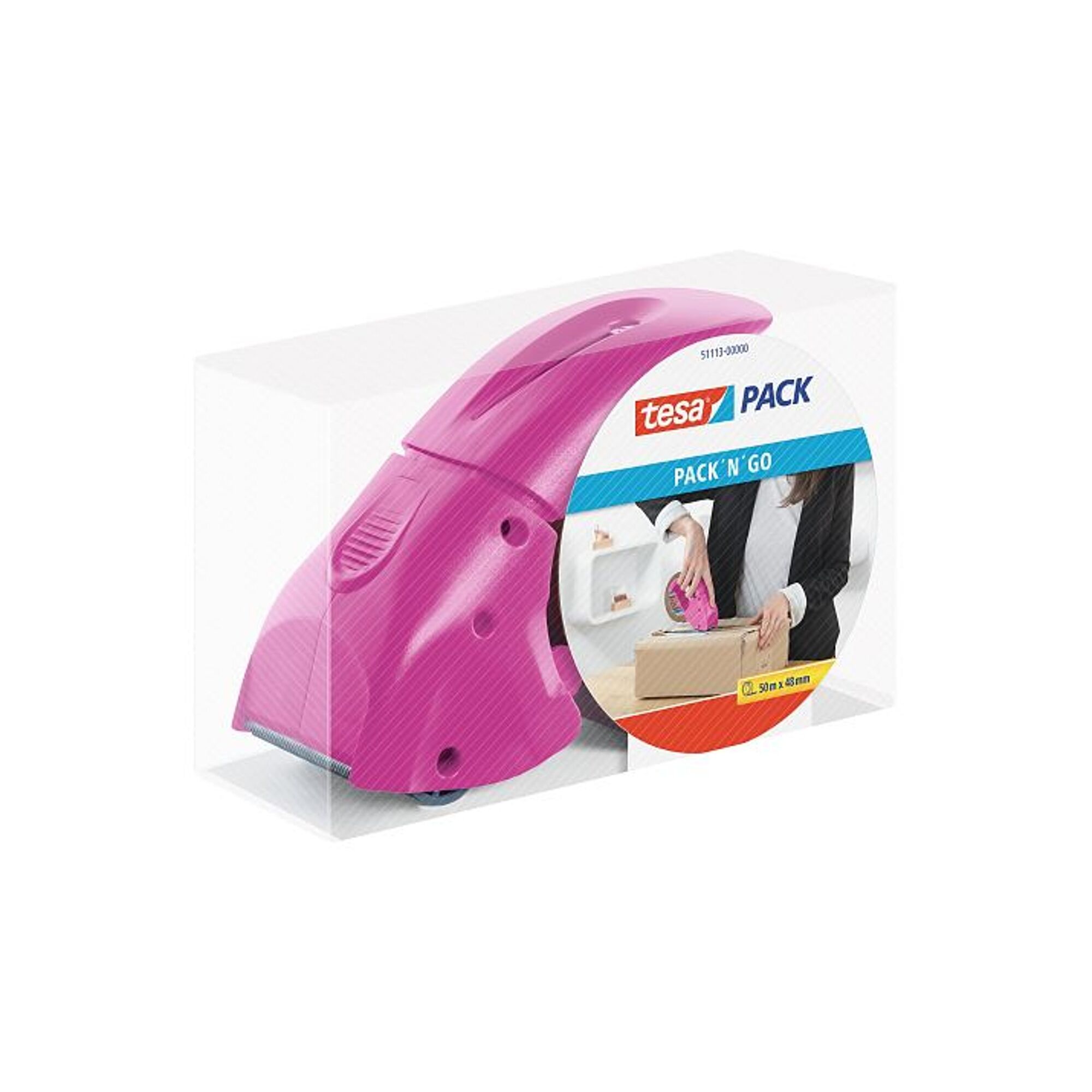 Dyspenser Tesa PACK' N' GO różowy