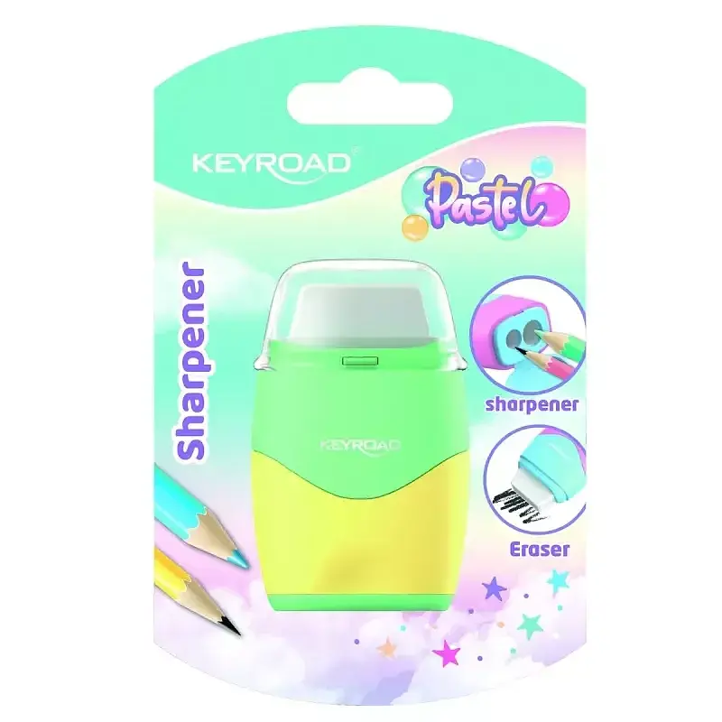 Temperówka plastikowa z gumką keyroad pastel