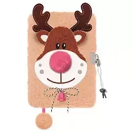 Pamiętnik a5 włochacz z kłódką 3d beige reindeer