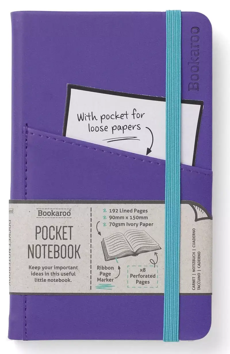 Notatnik a6 bookaroo journal pocket fioletowy