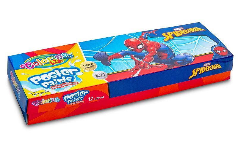 Farby plakatowe colorino kids mix 20 ml 12 kolorów spiderman