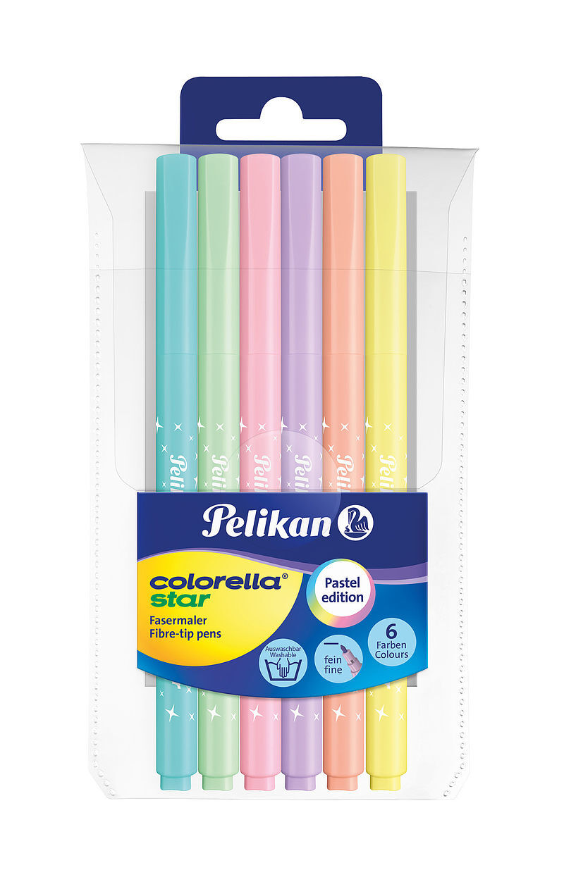 Flamastry pelikan colorella star pastelowe c302 6 kolorów