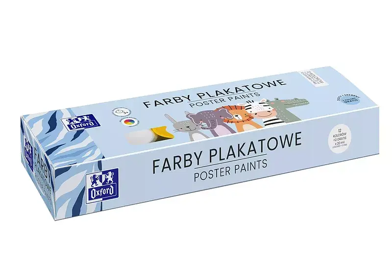 Farby plakatowe oxford kids 12+2 kolorów 20ml