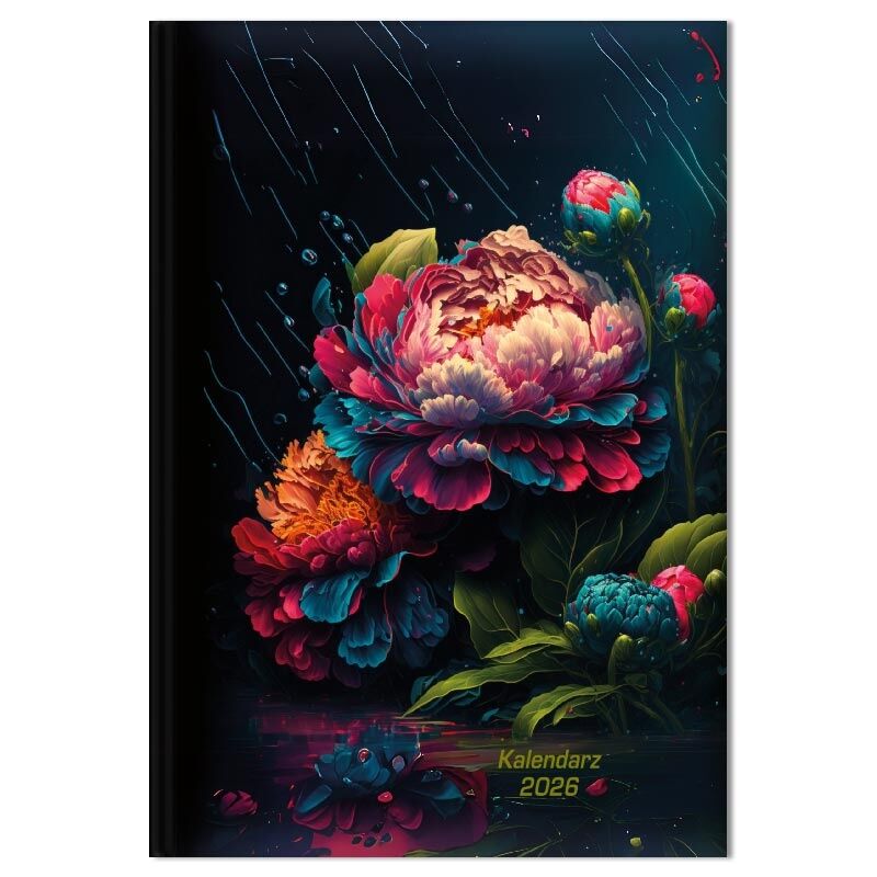 Kalendarz 2026 tygodniowy A5 Peonie neon SK1