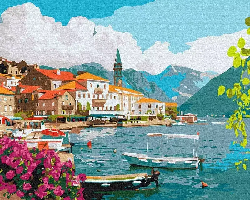 Malowanie po numerach lato w zatoce kotorskiej