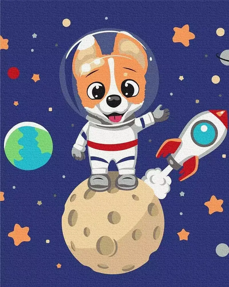 Malowanie po numerach pies astronauta