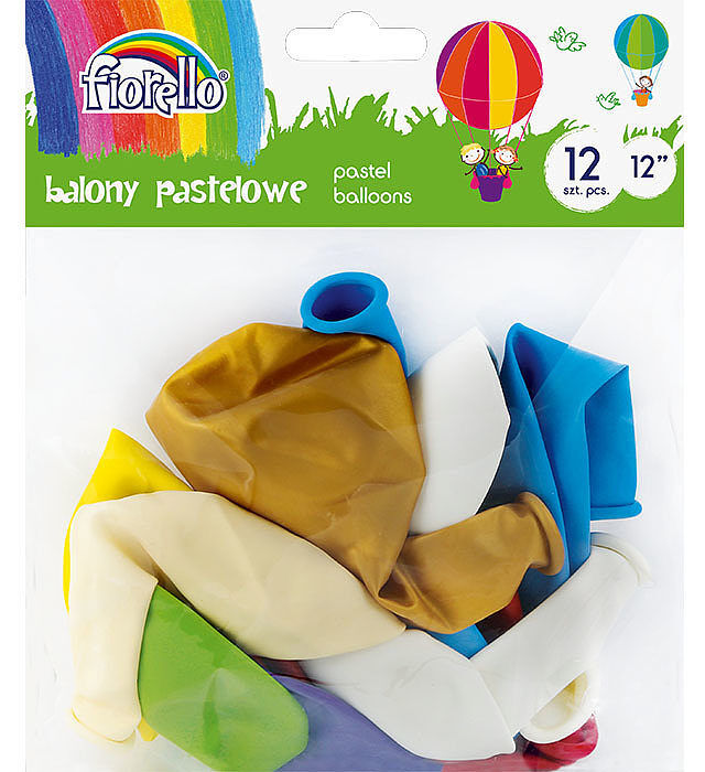 Balon fiorello pastel mix 12 cali, 12 sztuk